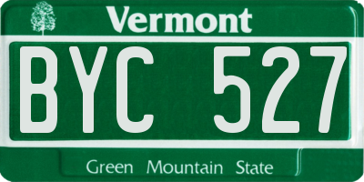 VT license plate BYC527
