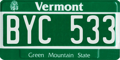VT license plate BYC533