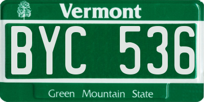 VT license plate BYC536