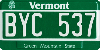 VT license plate BYC537
