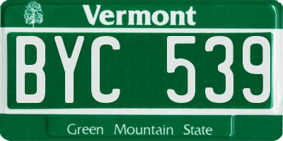 VT license plate BYC539