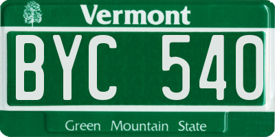 VT license plate BYC540