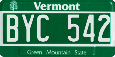 VT license plate BYC542