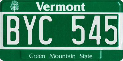 VT license plate BYC545