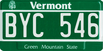 VT license plate BYC546