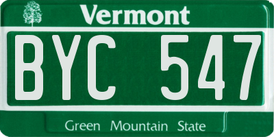 VT license plate BYC547