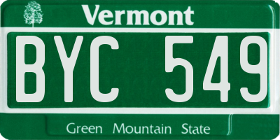 VT license plate BYC549