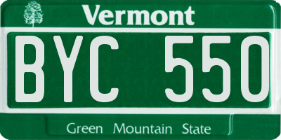 VT license plate BYC550