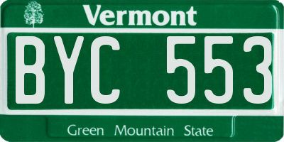 VT license plate BYC553