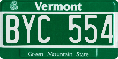 VT license plate BYC554
