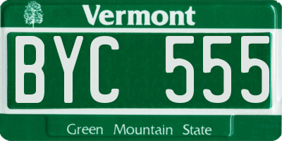 VT license plate BYC555