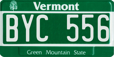 VT license plate BYC556