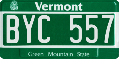 VT license plate BYC557