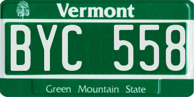 VT license plate BYC558