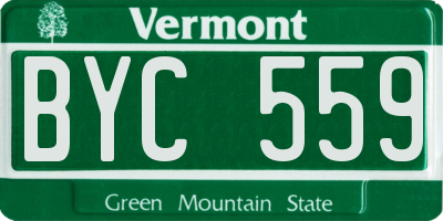 VT license plate BYC559