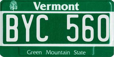 VT license plate BYC560
