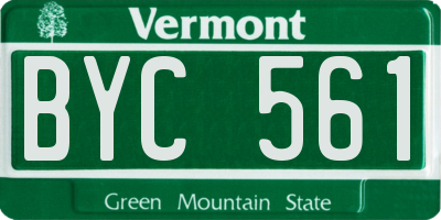 VT license plate BYC561