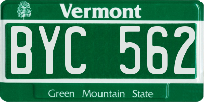 VT license plate BYC562