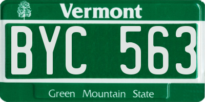 VT license plate BYC563