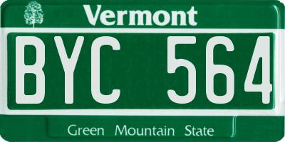 VT license plate BYC564