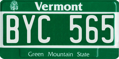 VT license plate BYC565