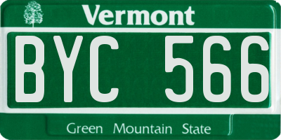 VT license plate BYC566
