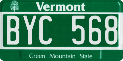 VT license plate BYC568