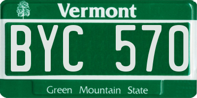 VT license plate BYC570