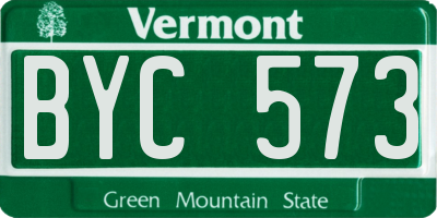 VT license plate BYC573