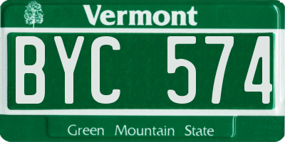 VT license plate BYC574