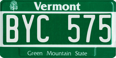 VT license plate BYC575