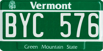 VT license plate BYC576