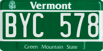 VT license plate BYC578
