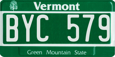 VT license plate BYC579