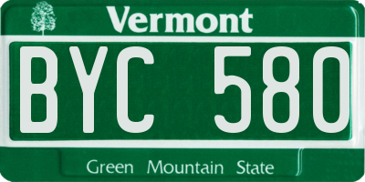 VT license plate BYC580