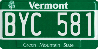 VT license plate BYC581