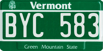 VT license plate BYC583