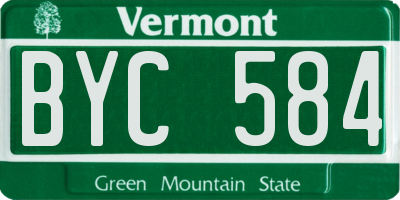 VT license plate BYC584