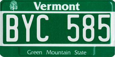 VT license plate BYC585