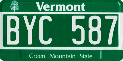 VT license plate BYC587