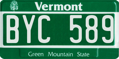 VT license plate BYC589