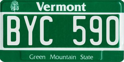VT license plate BYC590