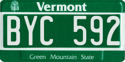 VT license plate BYC592
