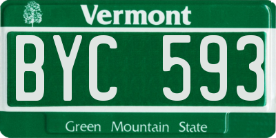VT license plate BYC593