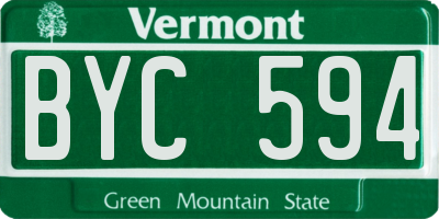 VT license plate BYC594