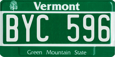 VT license plate BYC596