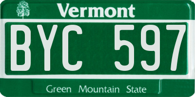 VT license plate BYC597