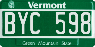 VT license plate BYC598