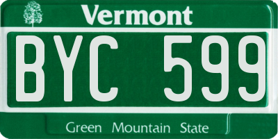 VT license plate BYC599
