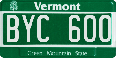 VT license plate BYC600